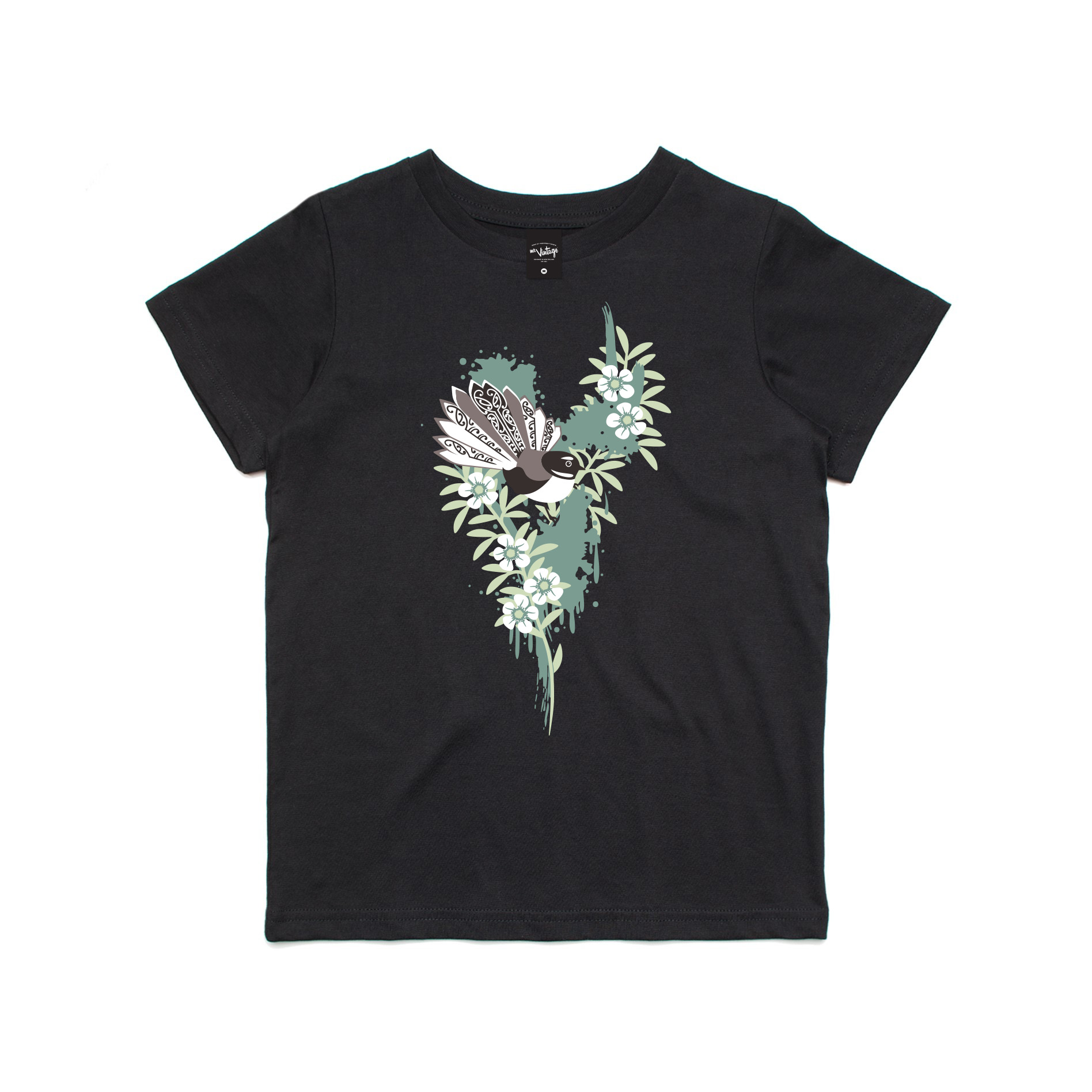 Kid's Fantail Black T-Shirt