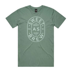 Sweet As Brew mens sage green tshirt